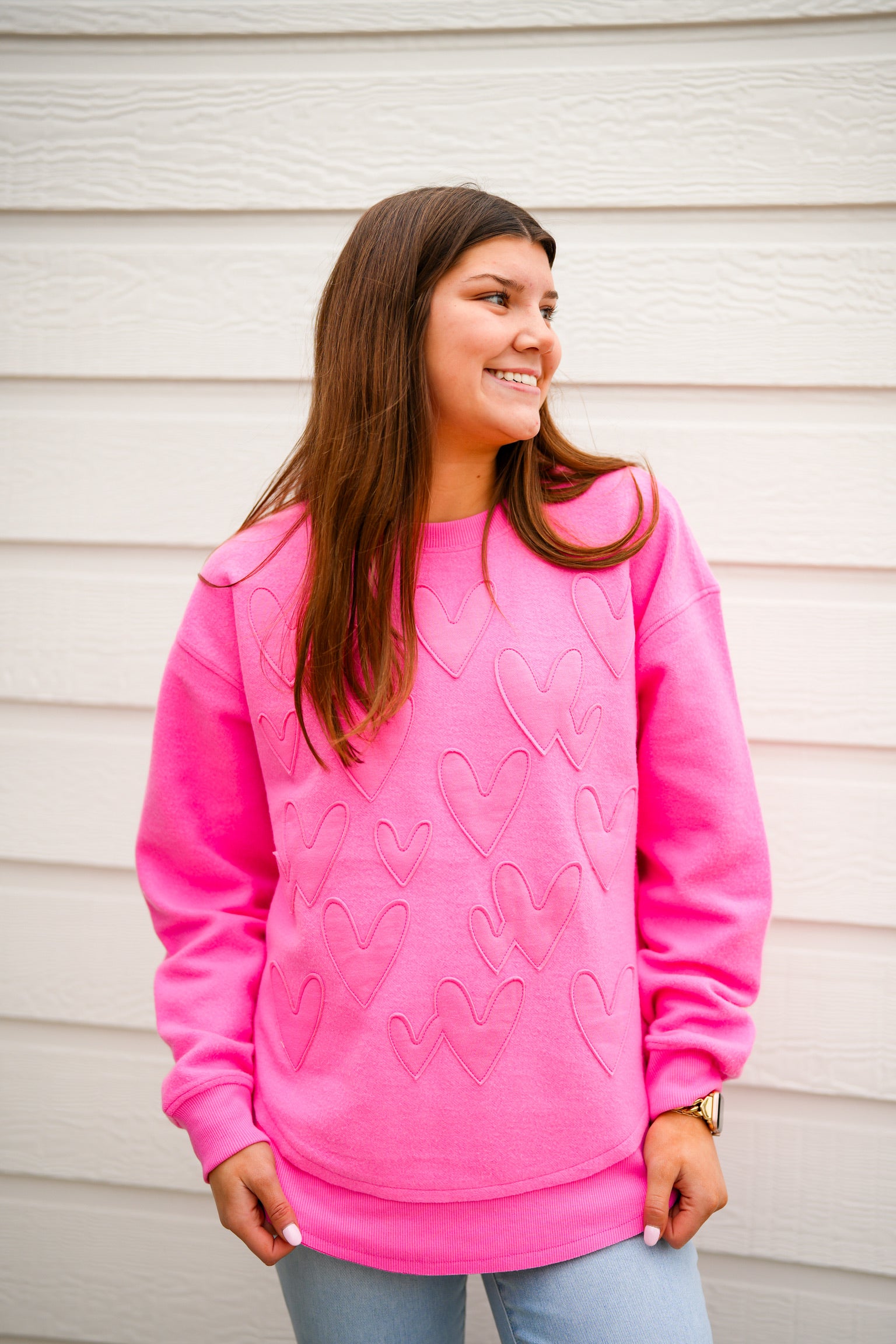 Pink Heart Sweatshirt - Southern Belle Boutique