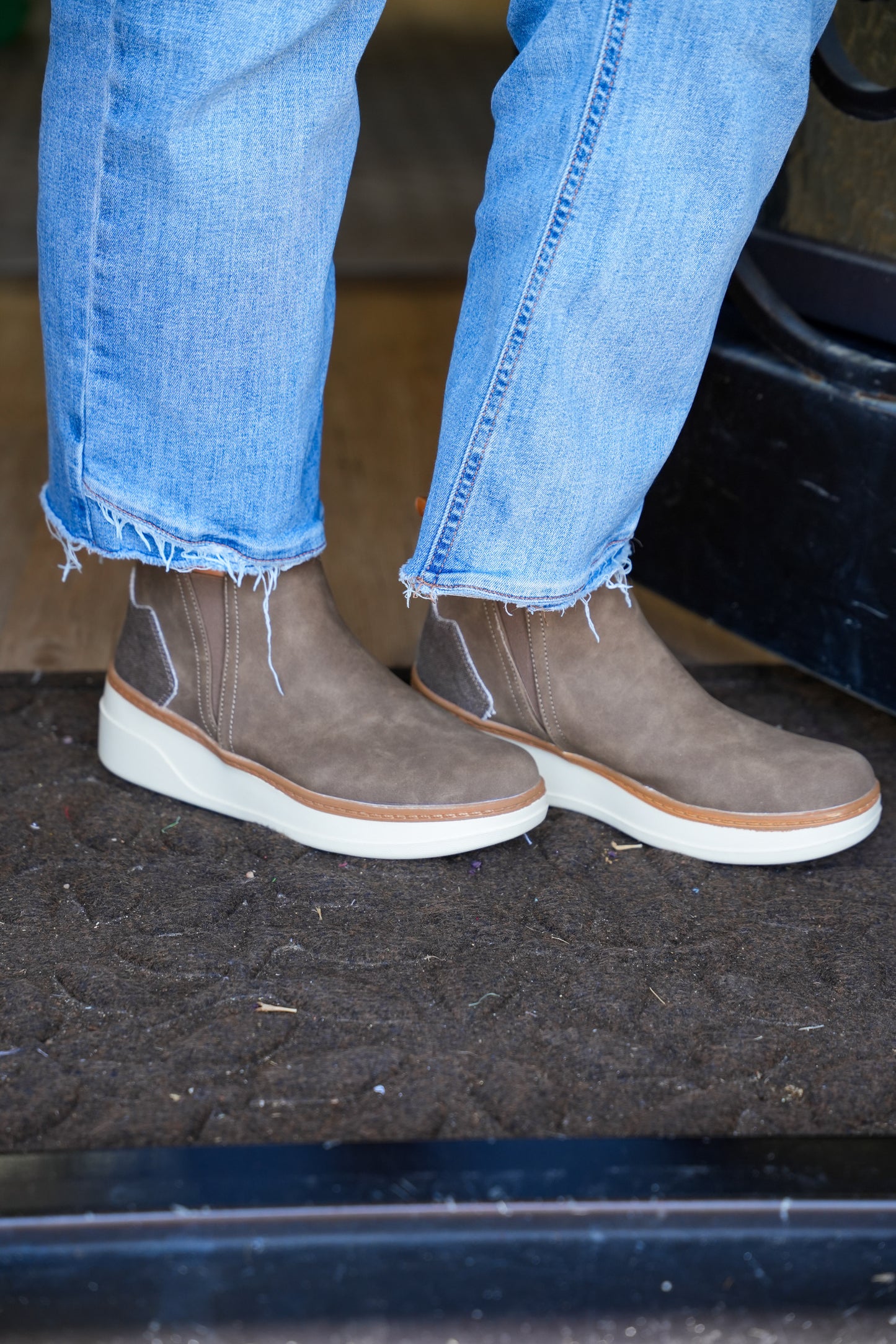 Charming Platform Wedge Suede Woodsmoke Boot - Southern Belle Boutique