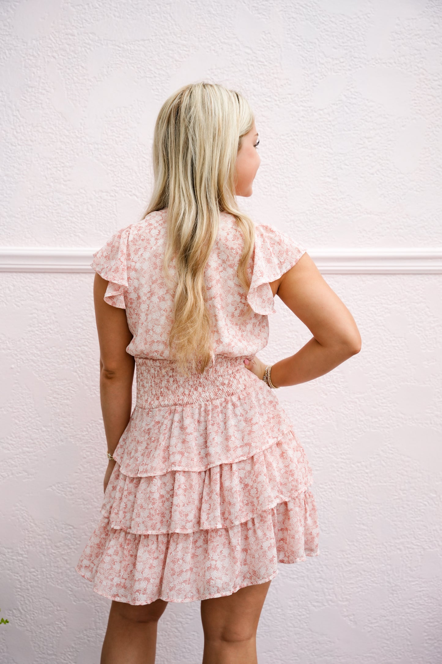 Floral Butterfly Short Sleeve Ruffle Mini Dress - Southern Belle Boutique