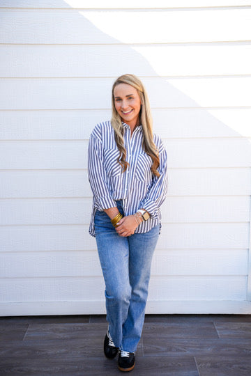 Black Striped Button Down Shirt