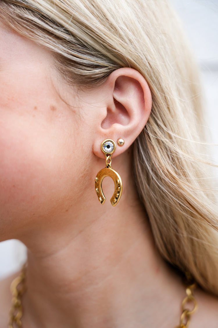 Rodeo Gold Horse Shoe Earrings - Southern Belle Boutique