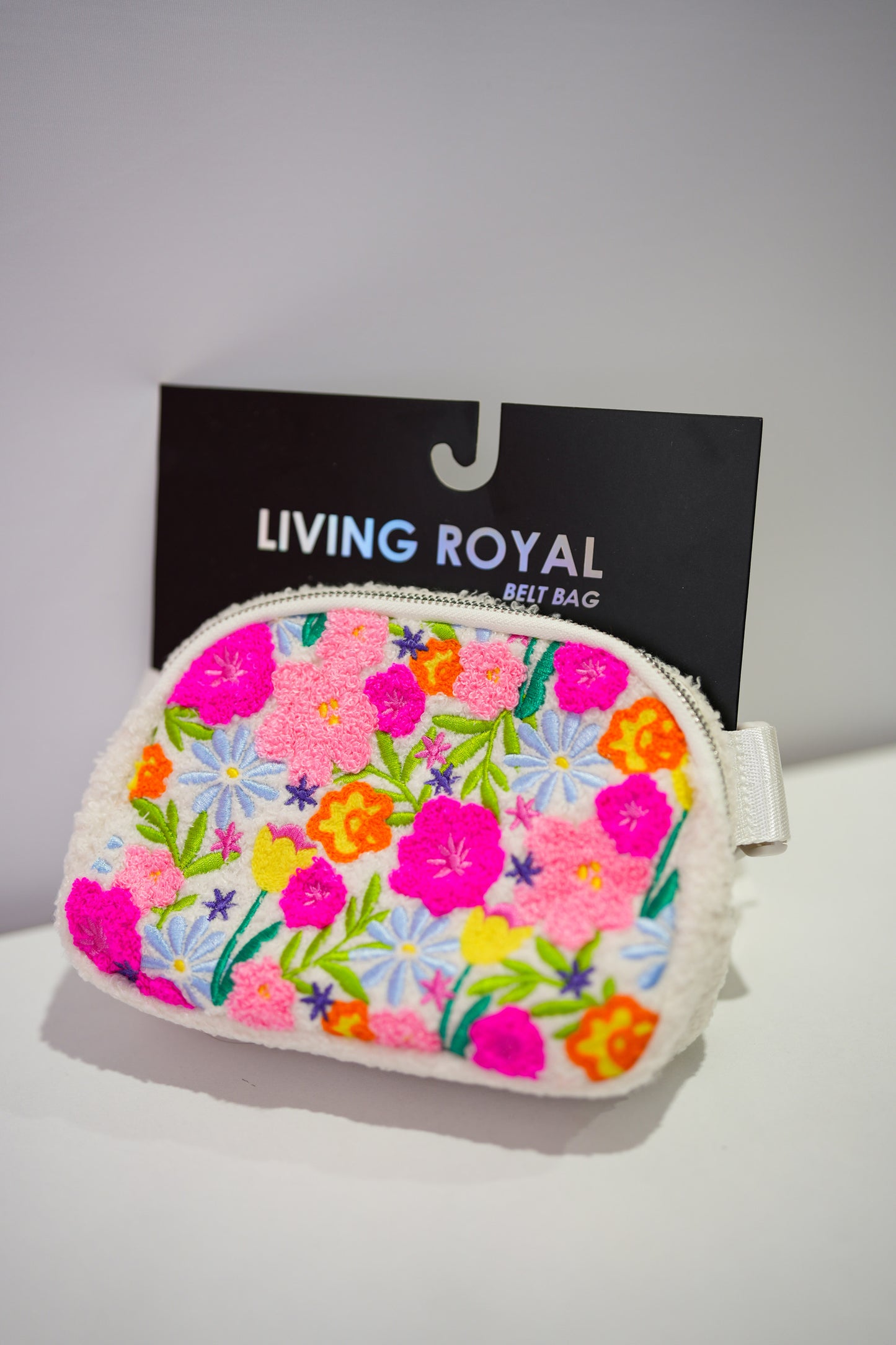 Adjustable Belt Bag - Spring Flowers in Bloom - White - Southern Belle Boutique