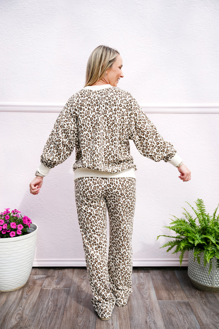 Brown Leopard Sweatshirt & Pant Set - Southern Belle Boutique