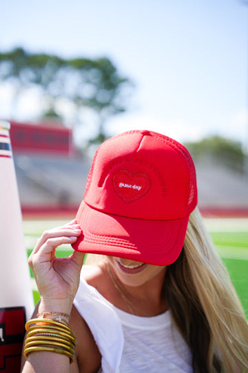 Game Day Trucker Hat - Red - Southern Belle Boutique