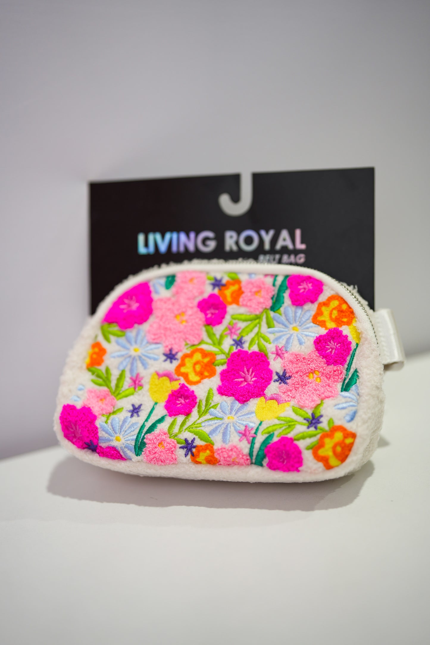 Adjustable Belt Bag - Spring Flowers in Bloom - White - Southern Belle Boutique