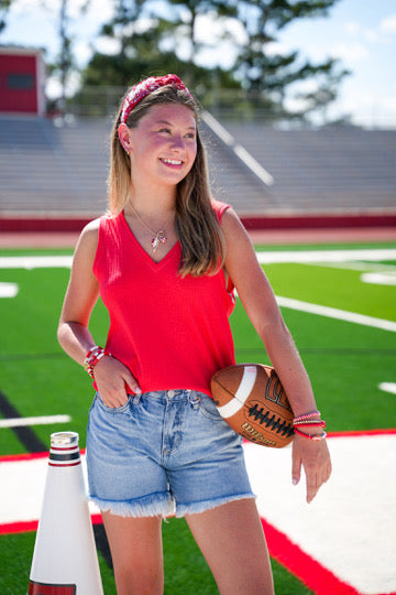 Noa V-Neck Tank - Infra Red - Southern Belle Boutique