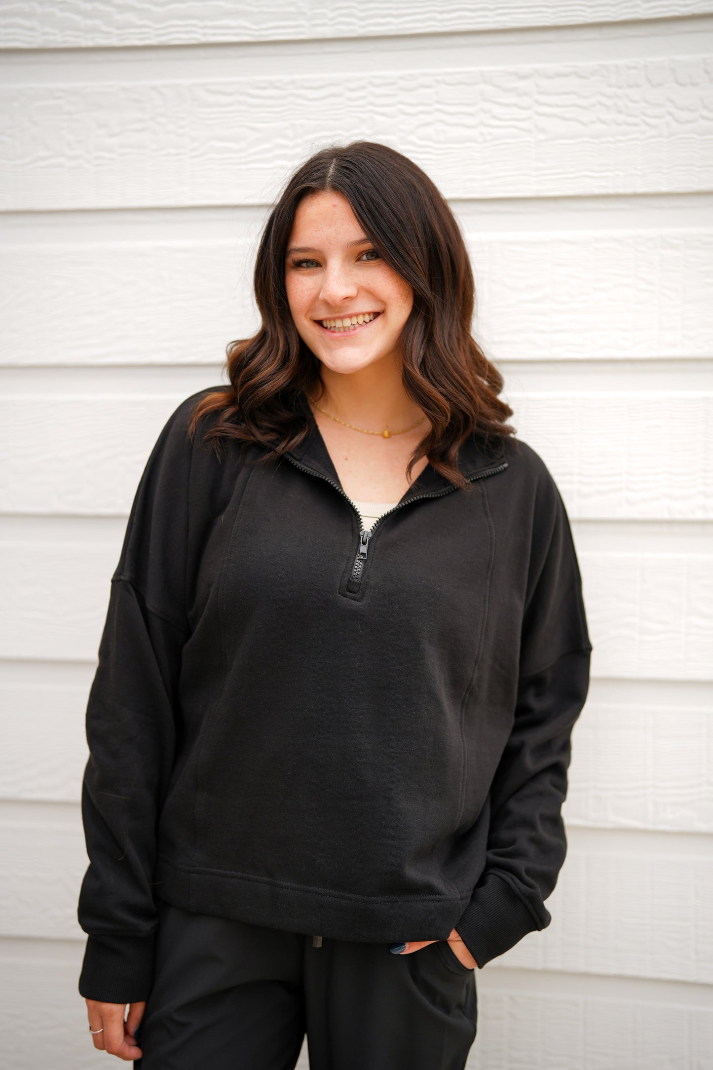 Plush Half-Zip Fleece Pullover - Black - Southern Belle Boutique