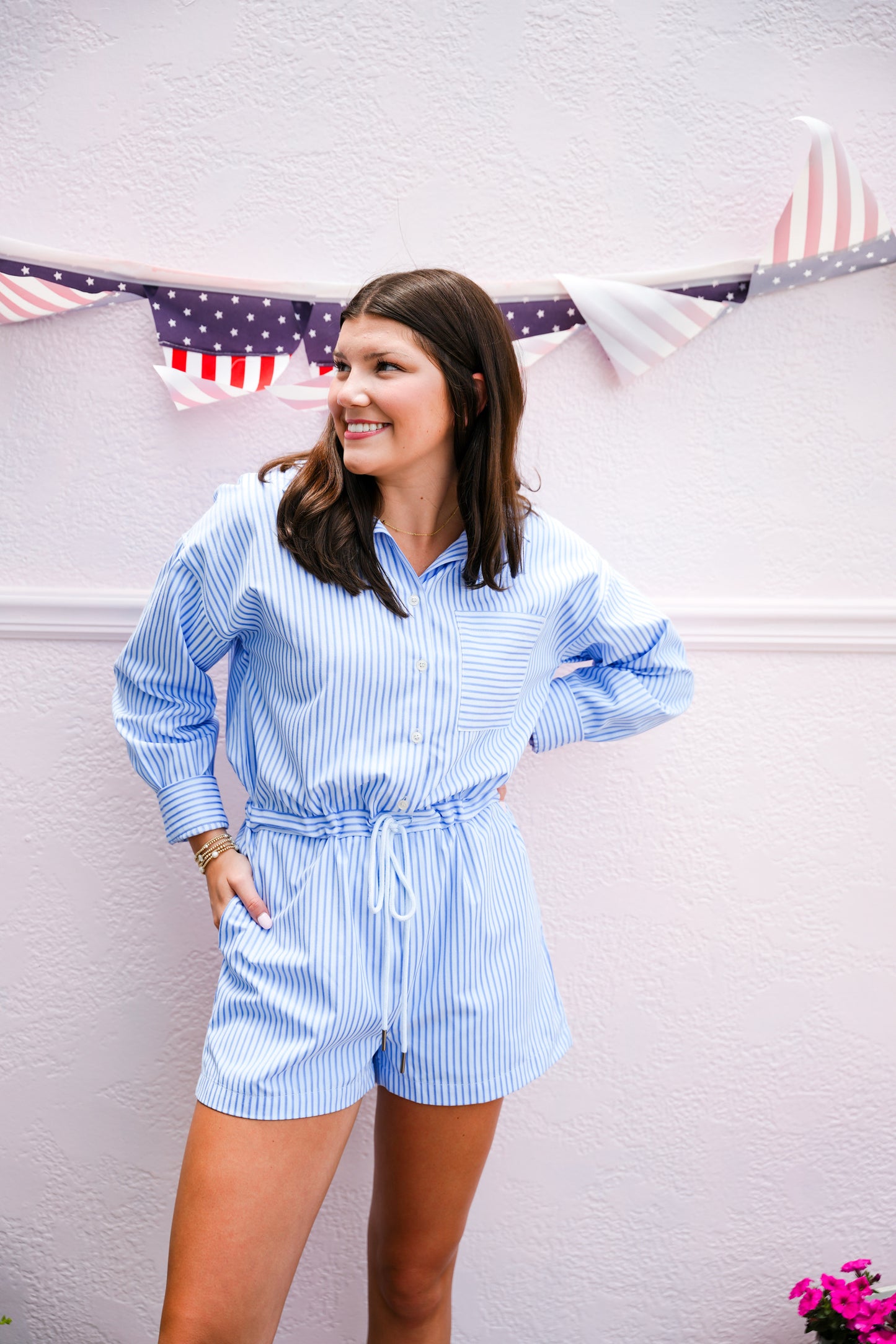 Striped Blue Romper