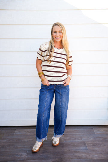 Espresso Scalloped Neck Sweater