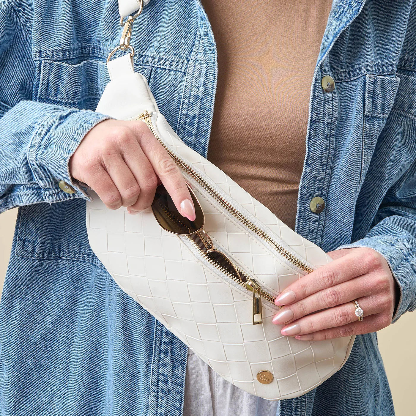 White Trendy Luxe Belt Bag - Southern Belle Boutique