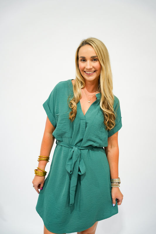 Sage Shirt Dress - Southern Belle Boutique