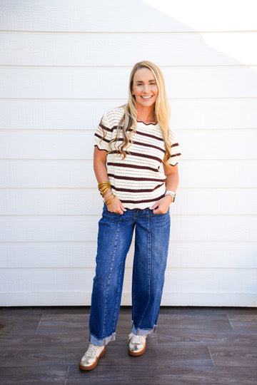 Espresso Scalloped Neck Sweater