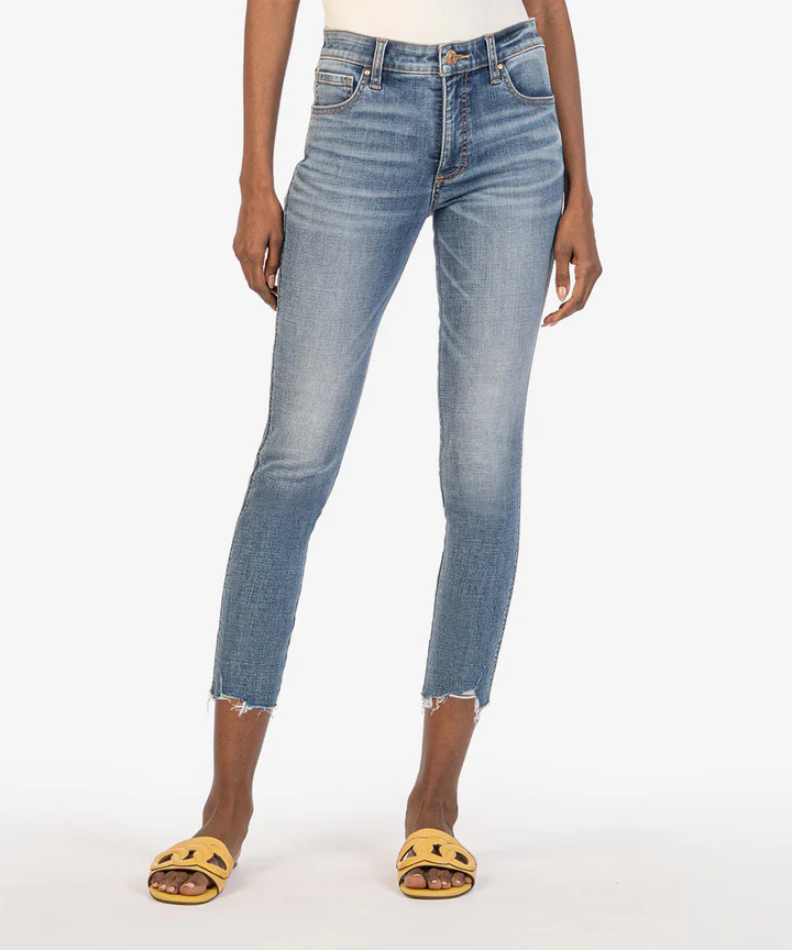 Connie Raw Hem High Waist Crop Skinny Jeans - Avidity Wash - Southern Belle Boutique