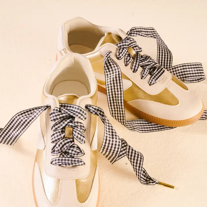 Step It Up Shoelaces-Gingham Black - Southern Belle Boutique