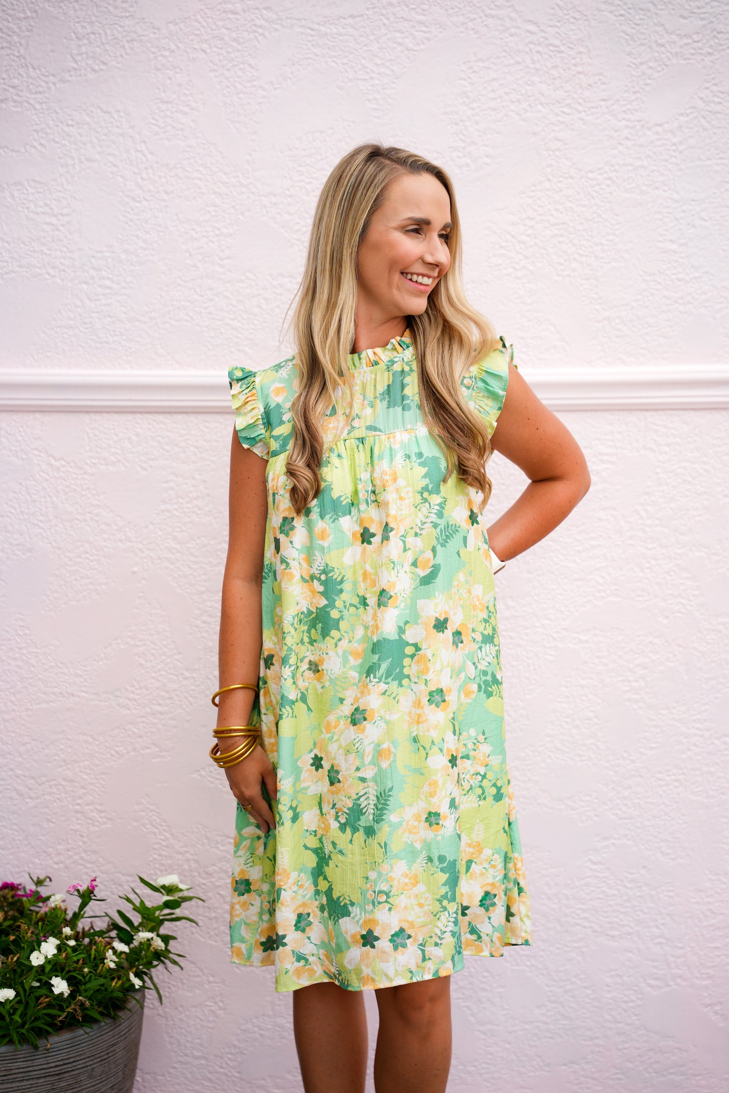 Sage Floral Babydoll Dress