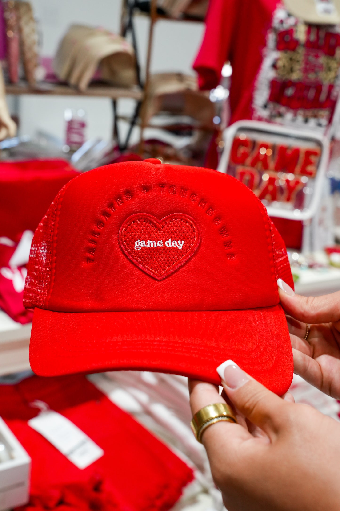 Game Day Trucker Hat - Red - Southern Belle Boutique