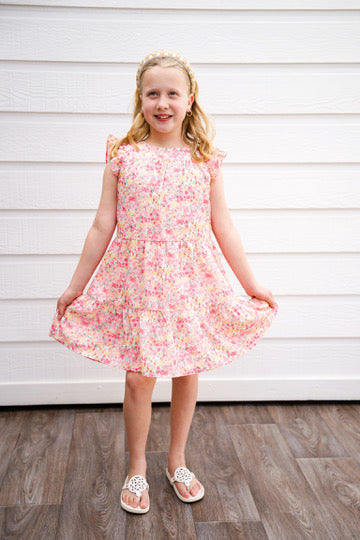 Red Floral Print Tiered Dress - Southern Belle Boutique