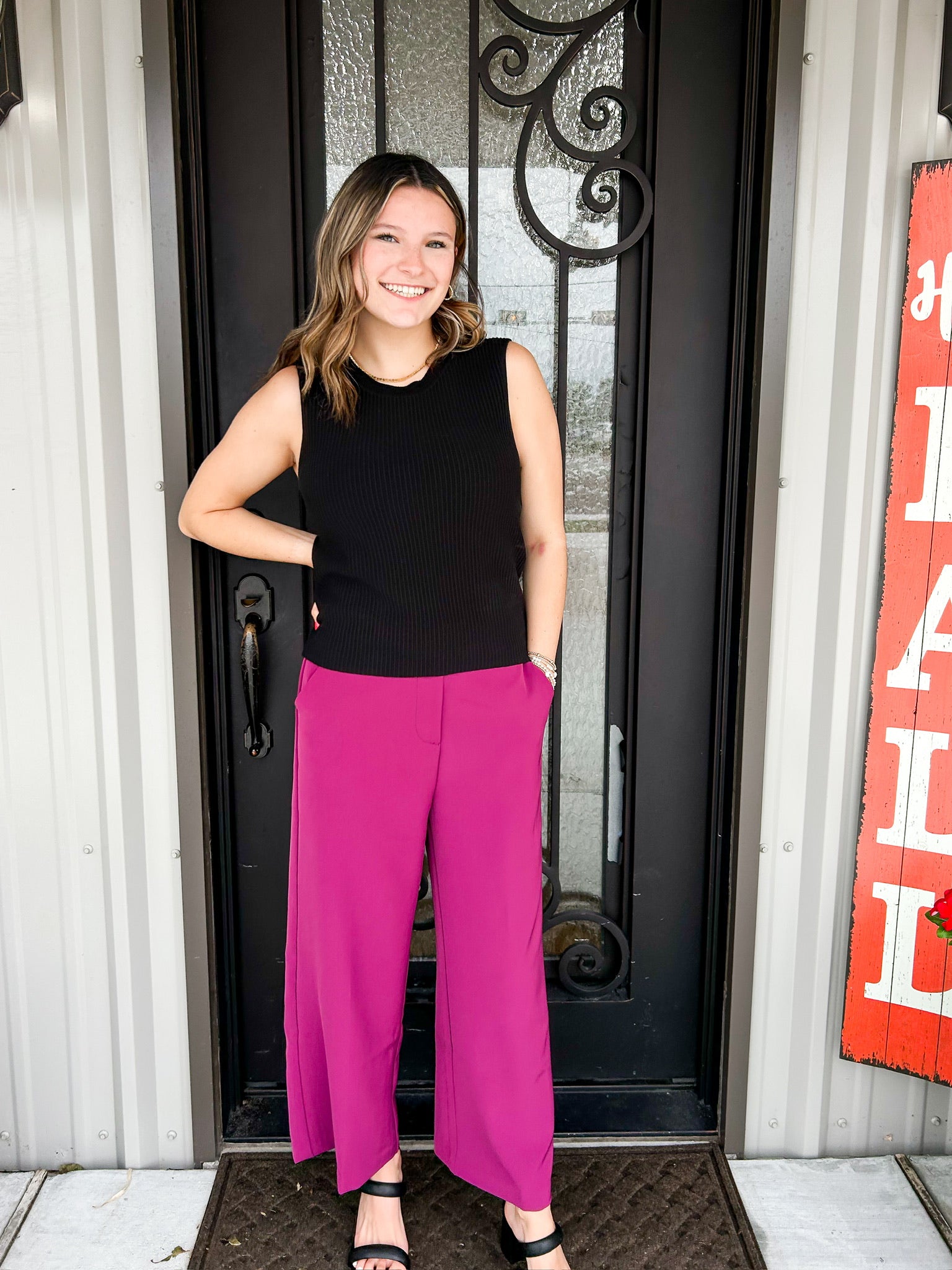 Denali High Rise Wide Leg Pant - Compote - Southern Belle Boutique