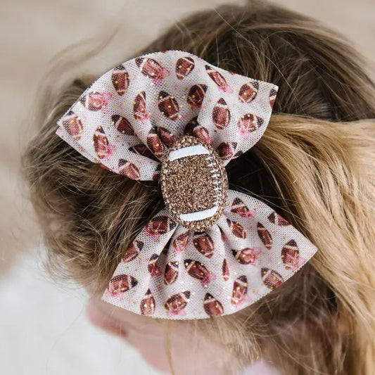 Football Cutie Tulle Bow Clip - Southern Belle Boutique
