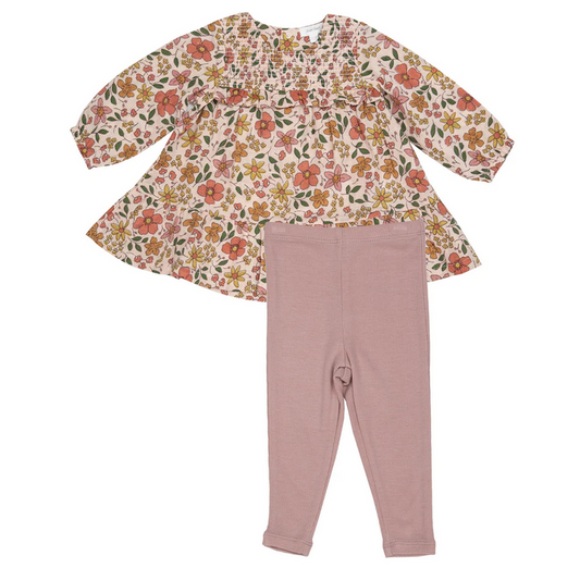 Poppies & Star Flowers Ruffle Dress & Leggings - Southern Belle Boutique