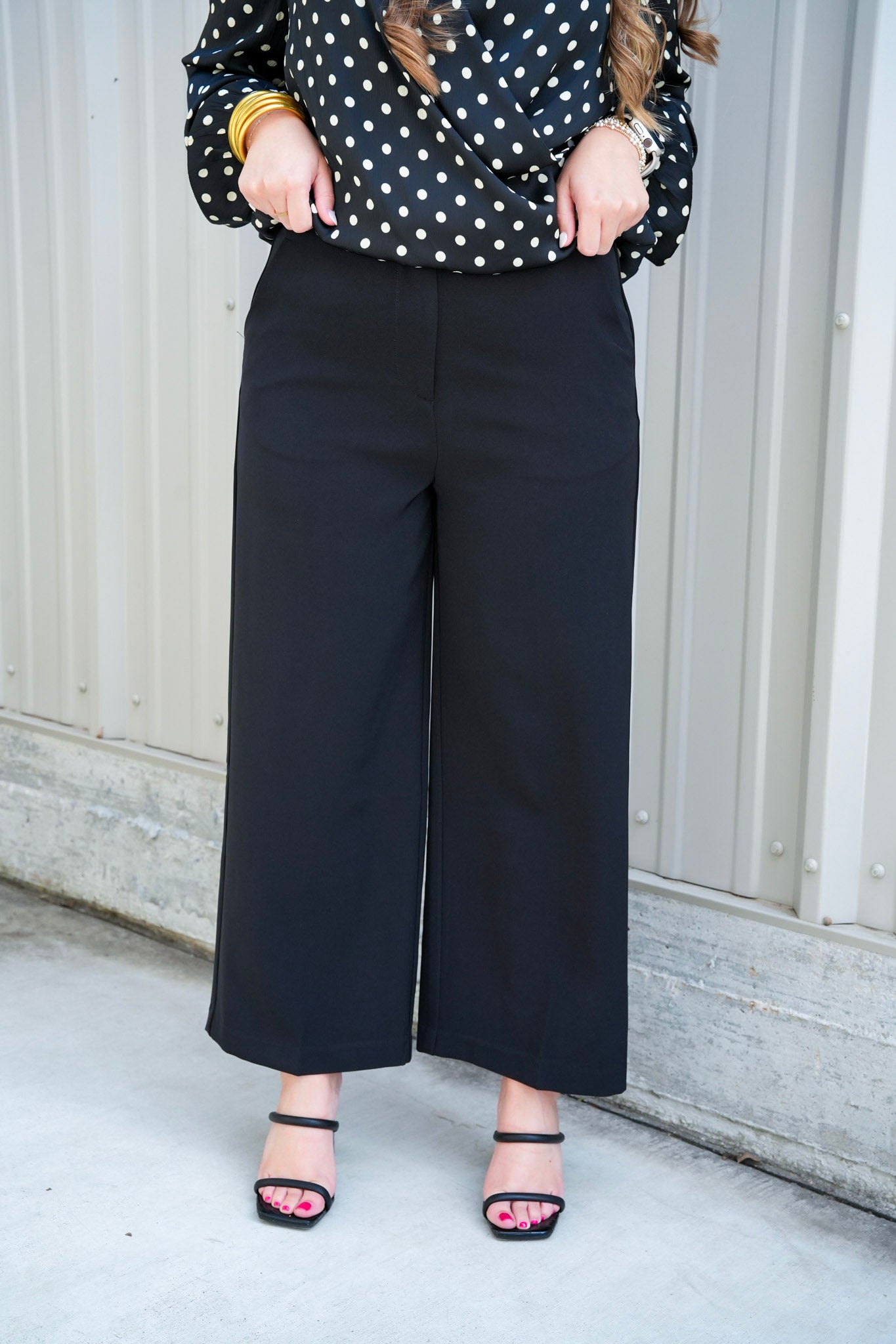 Denali High Rise Wide Leg Cropped Black Pant - Southern Belle Boutique