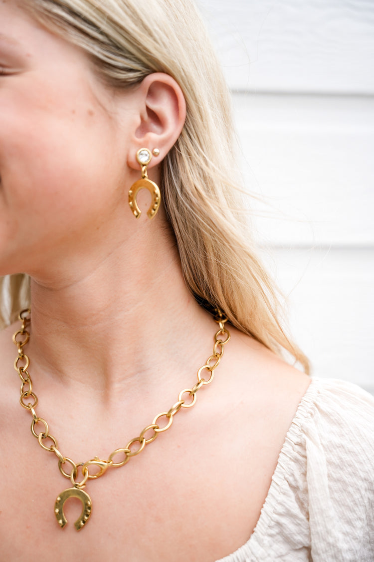 Rodeo Gold Horse Shoe Earrings - Southern Belle Boutique