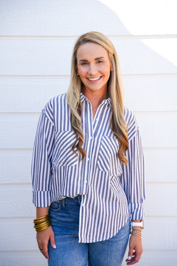 Black Striped Button Down Shirt