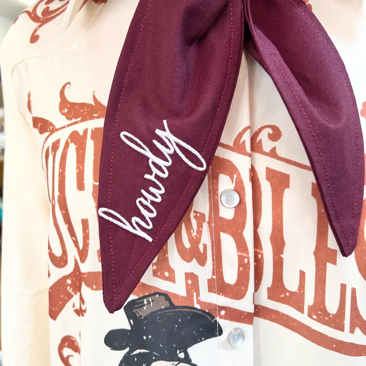 Howdy Embroidered Ascot Scarf