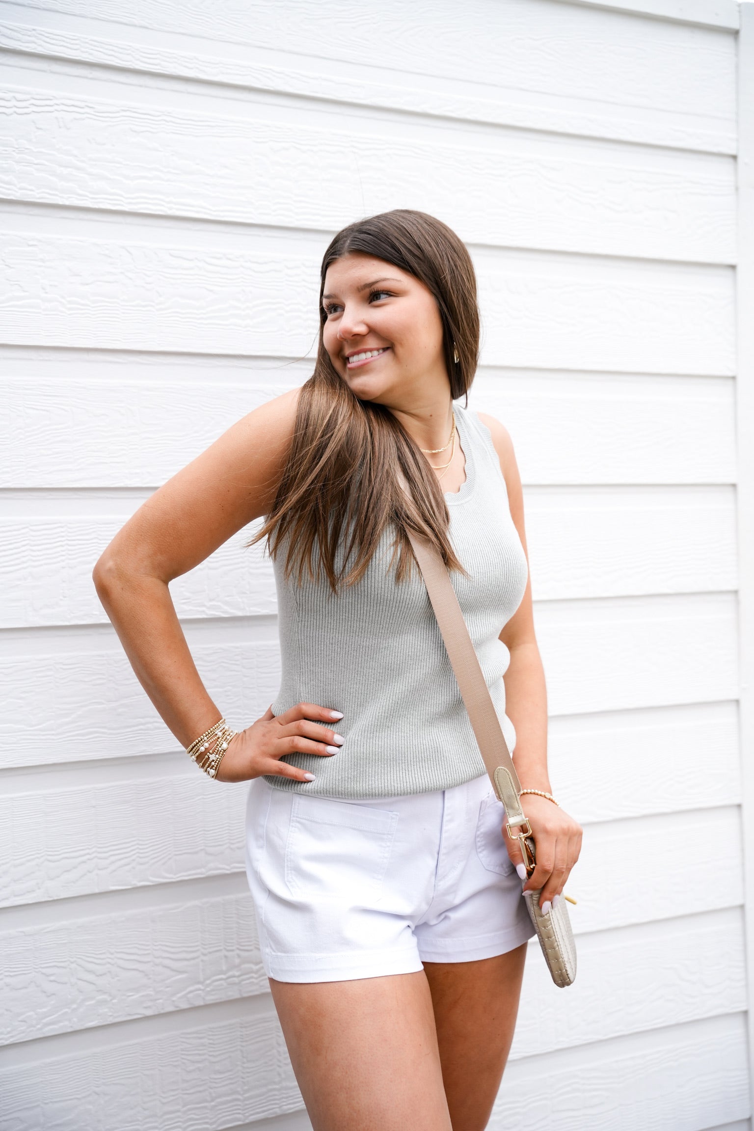 Pistachio Scalloped Scoop Neck Sweater Top - Southern Belle Boutique