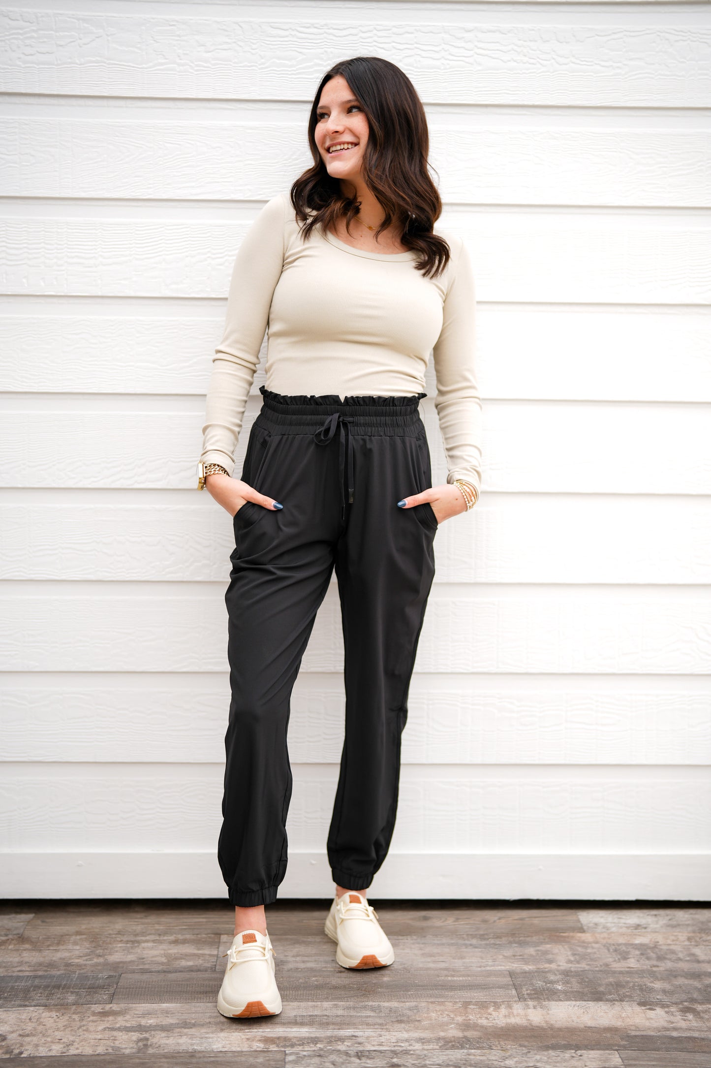 Cuffed Essential Highwaist Joggers - Black - Southern Belle Boutique