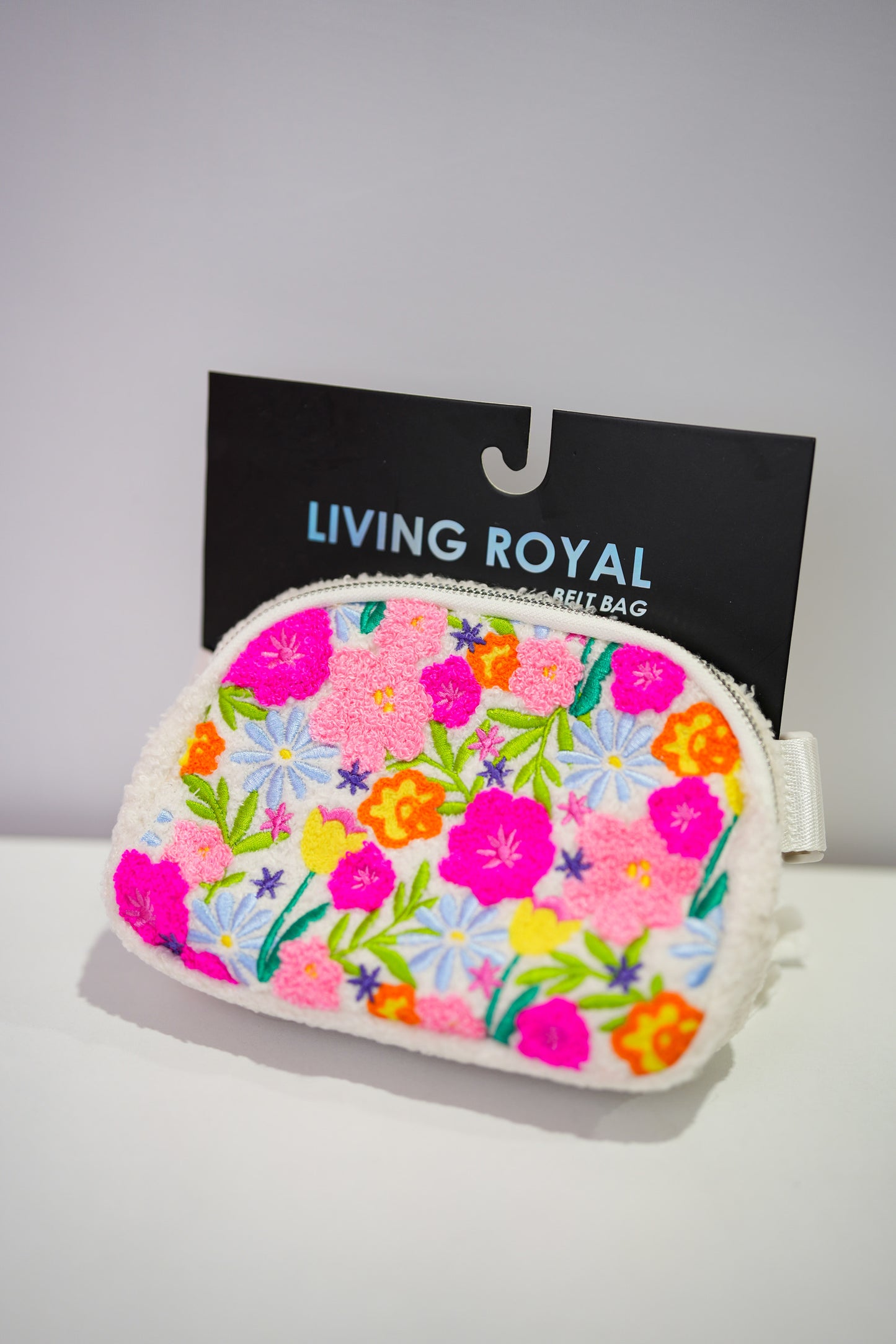 Adjustable Belt Bag - Spring Flowers in Bloom - White - Southern Belle Boutique