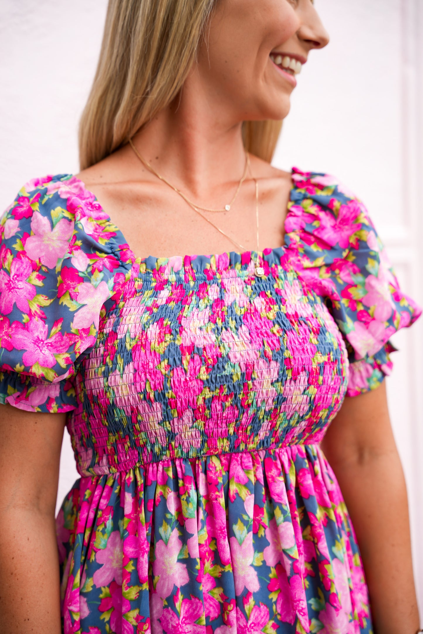 Grey Floral Print Dress