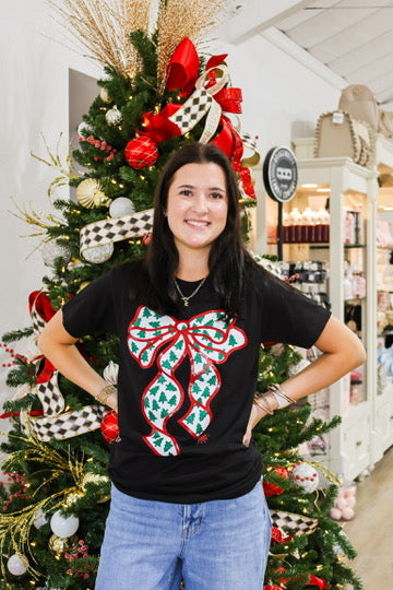 Glitter Bow Tee - Southern Belle Boutique