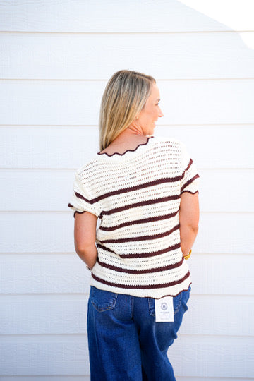 Espresso Scalloped Neck Sweater