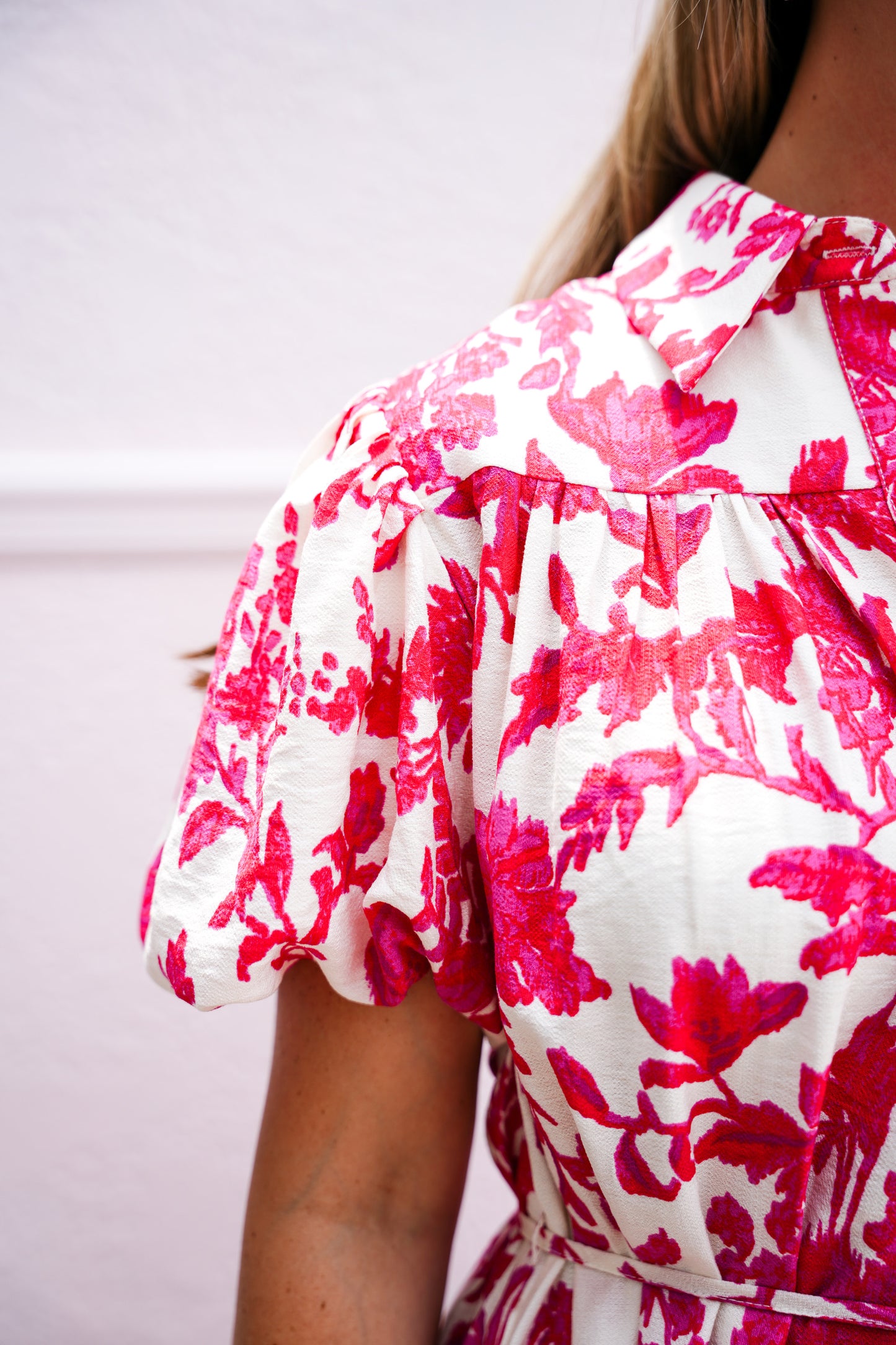 Pink Floral Button Down Mini Dress