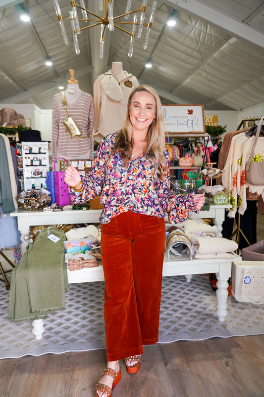 Yvonne Peasant Top - Midnight Medley - Southern Belle Boutique