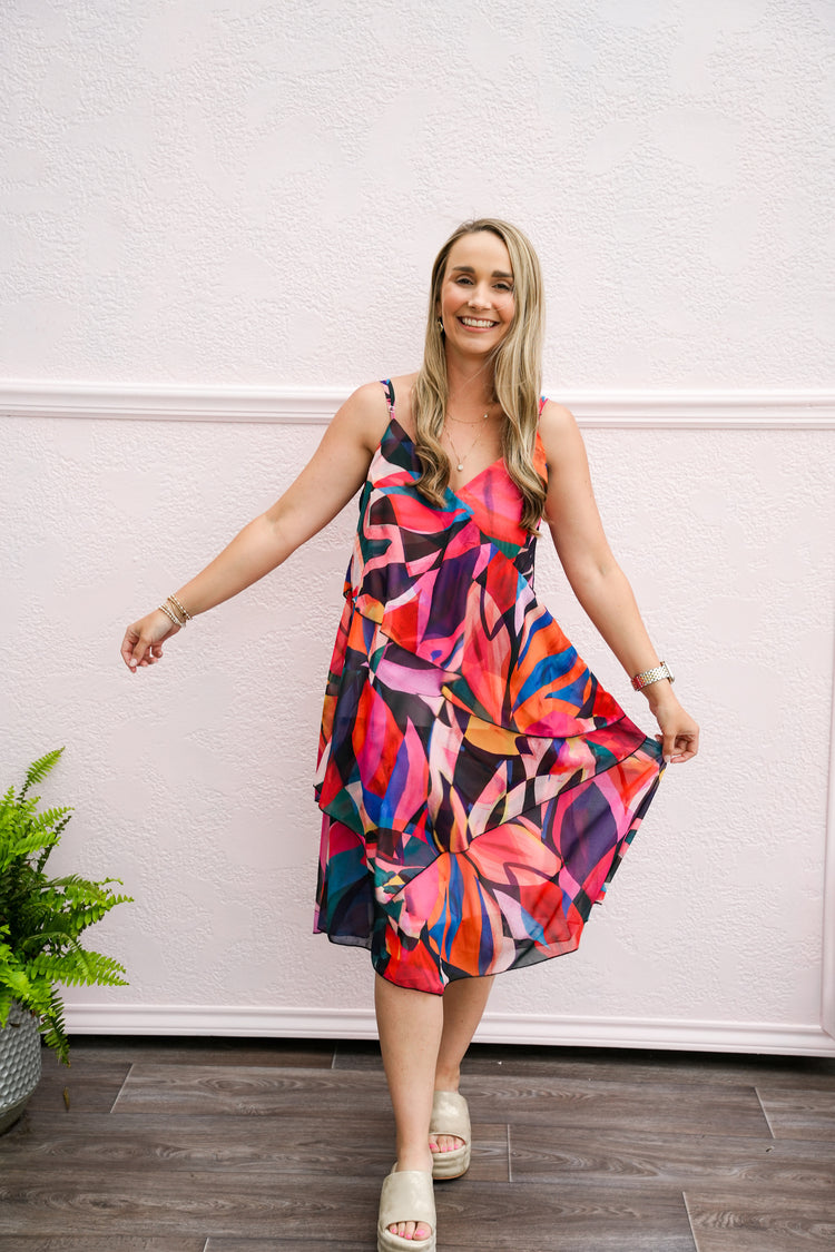 Donna Asymmetrical Print Dress