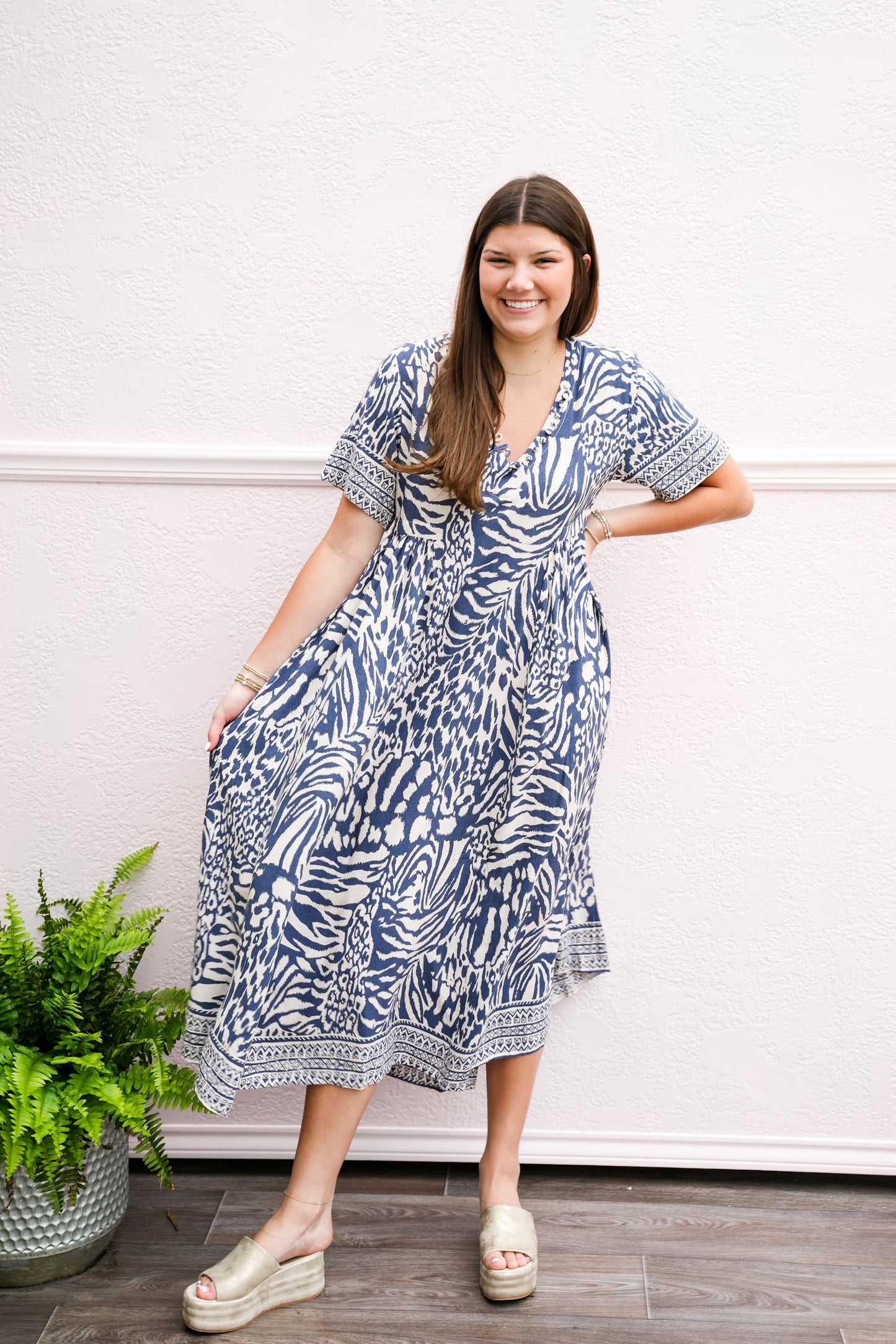 Blue Maggy Long Dress - Southern Belle Boutique