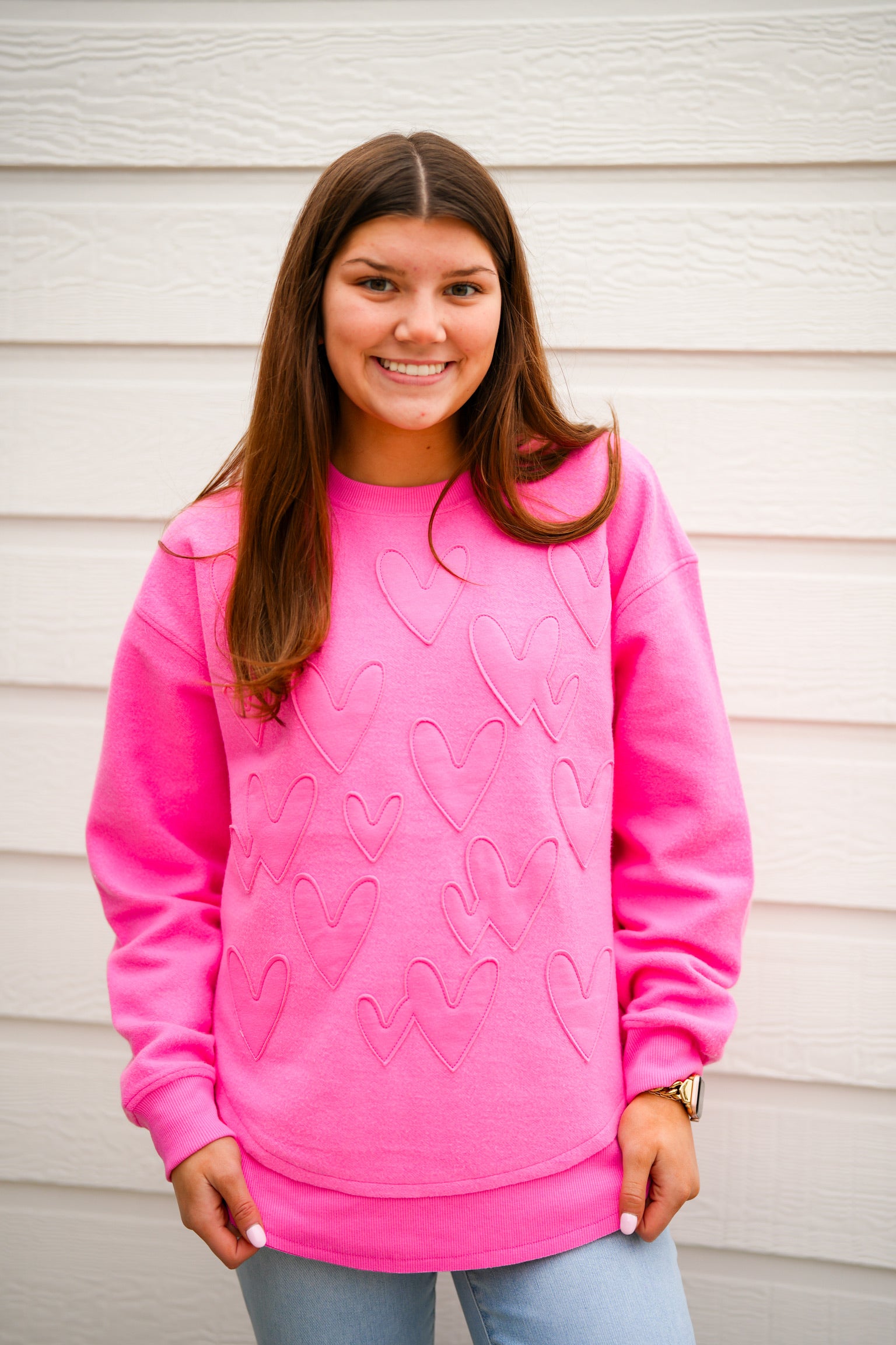 Pink Heart Sweatshirt - Southern Belle Boutique