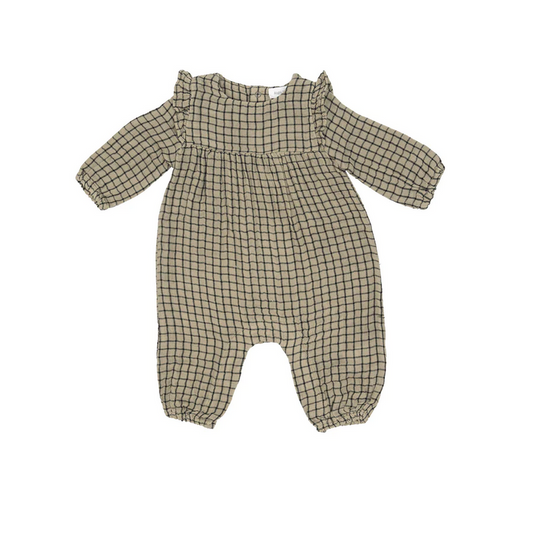 Ruffle Sleeve Romper - Green Gingham - Southern Belle Boutique