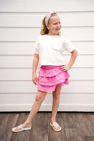 Pink Crochet Trimmed Layered Skirt - Southern Belle Boutique