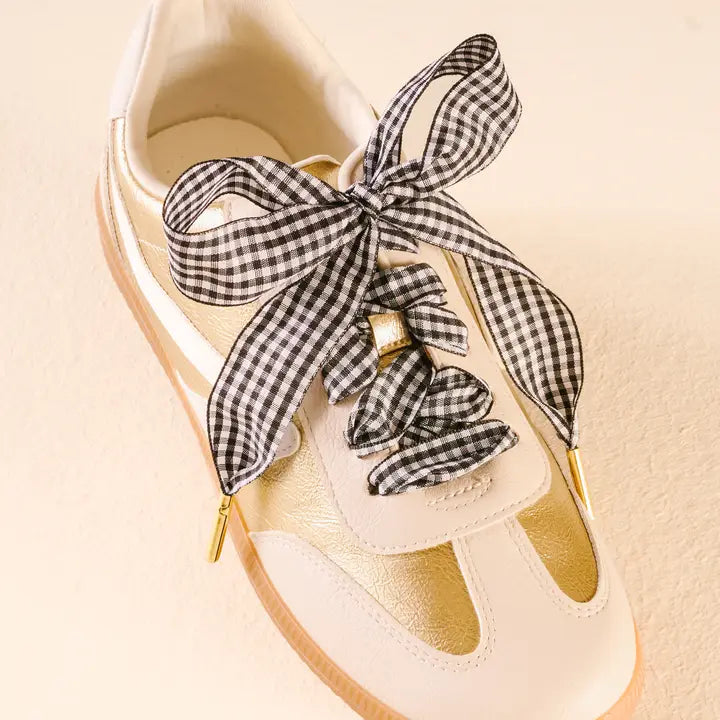 Step It Up Shoelaces-Gingham Black - Southern Belle Boutique