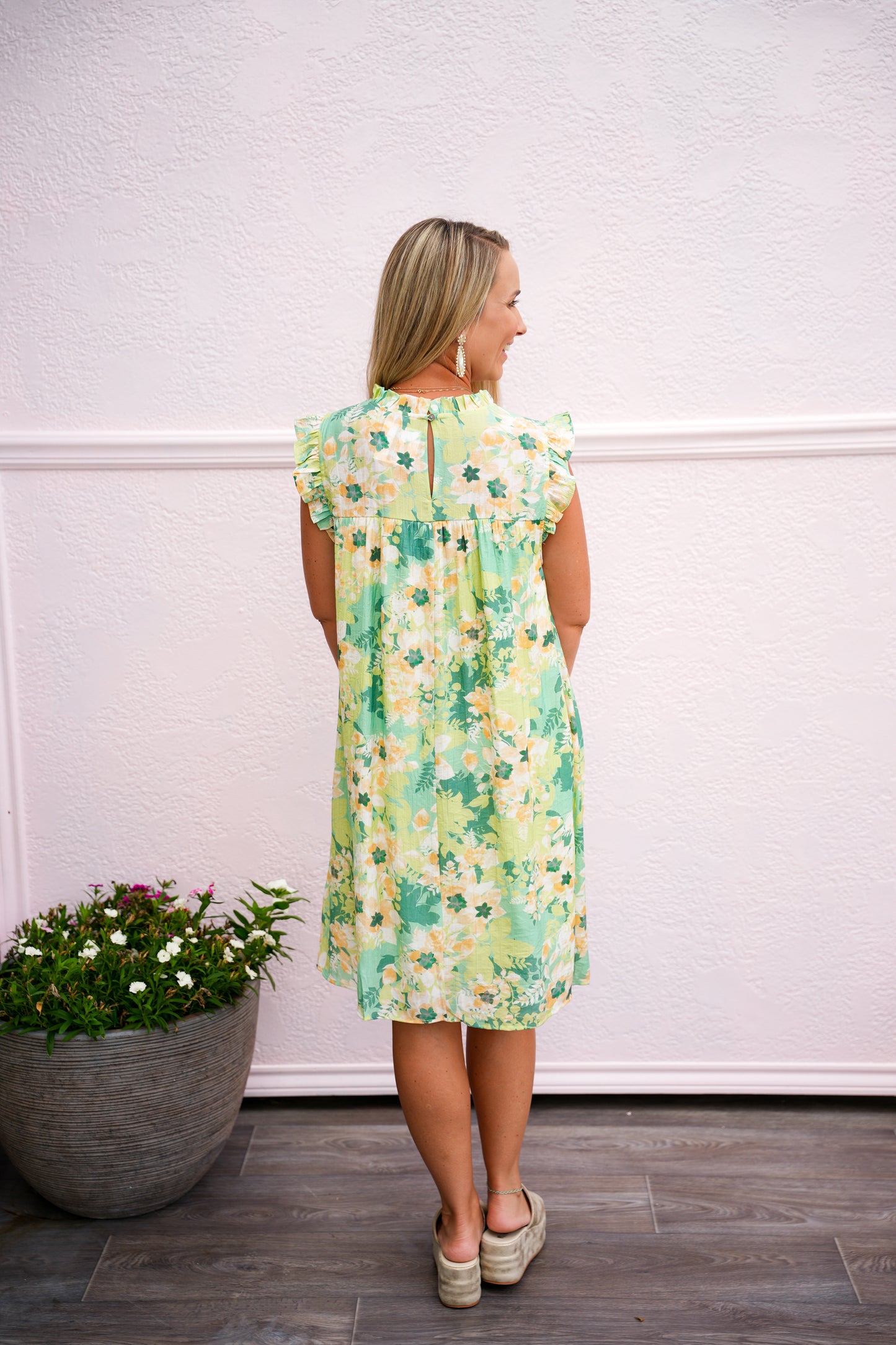 Sage Floral Babydoll Dress