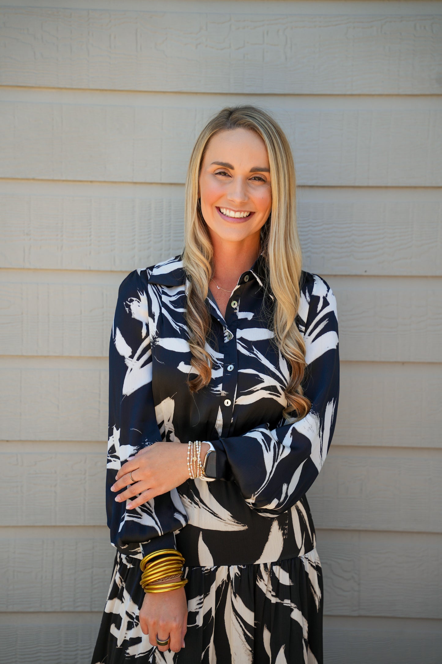 Print Button Down Maxi Dress - Black - Southern Belle Boutique