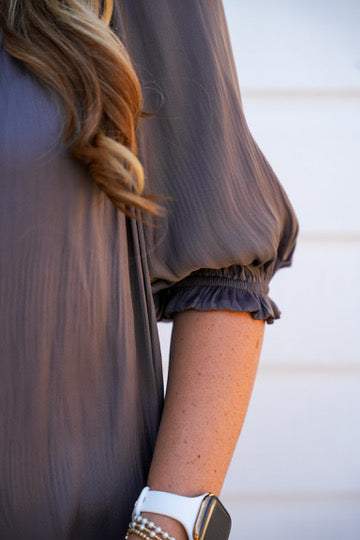 Charcoal Tie Front Top
