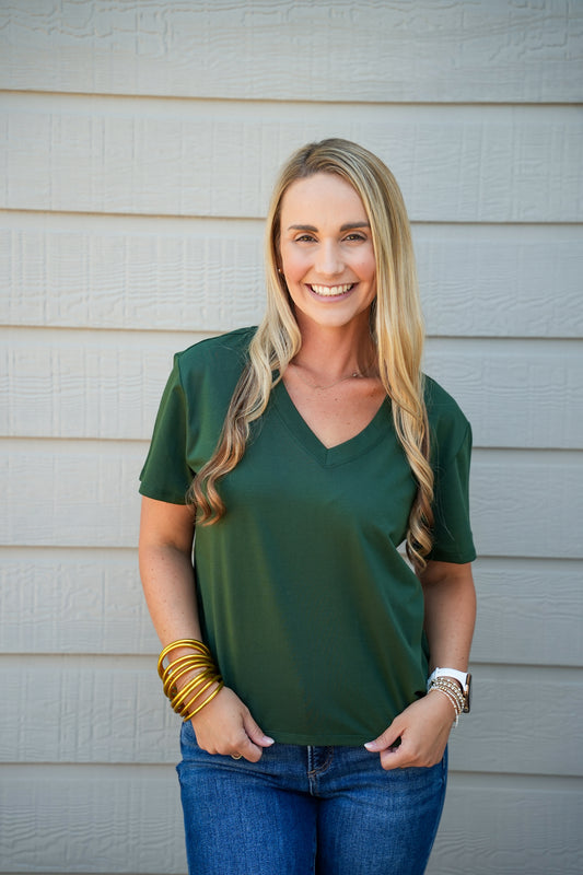 Amaya Tee - Evergreen - Southern Belle Boutique
