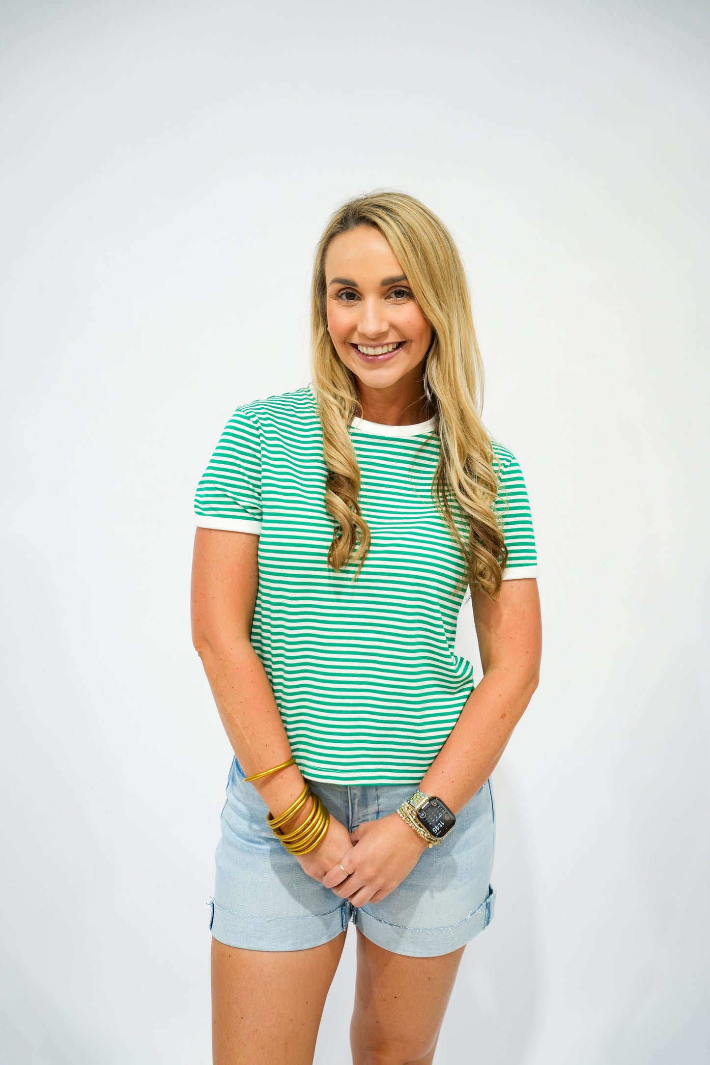 Green Striped Tee - Southern Belle Boutique
