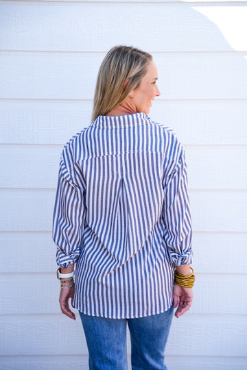Black Striped Button Down Shirt