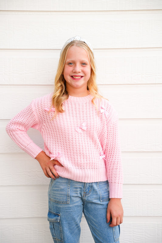 Pink Bow Sweater - Southern Belle Boutique