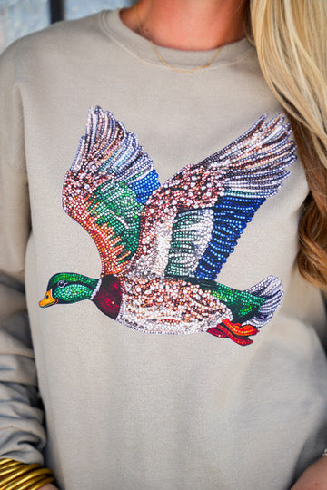 Faux Rhinestone Duck Sweatshirt